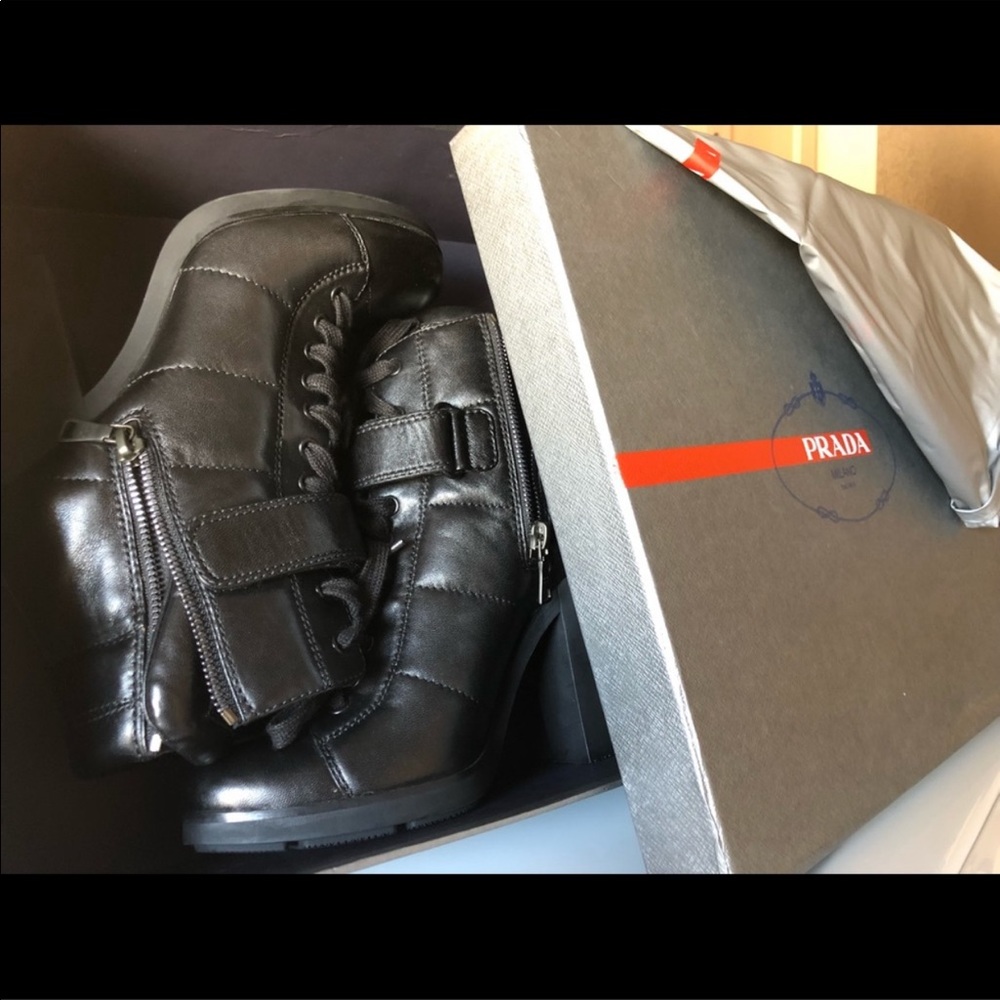 Prada black heeled boots